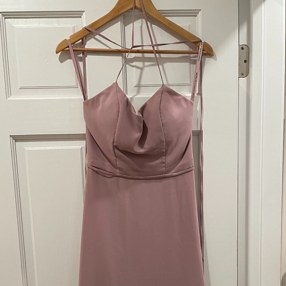 Mori Lee Criss-Cross Bridesmaid Dress in Desert Rose (Size 2)